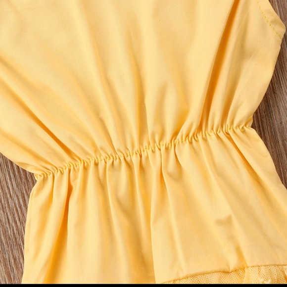 Yellow Baby Girl Lace Romper - Picture 3 of 6